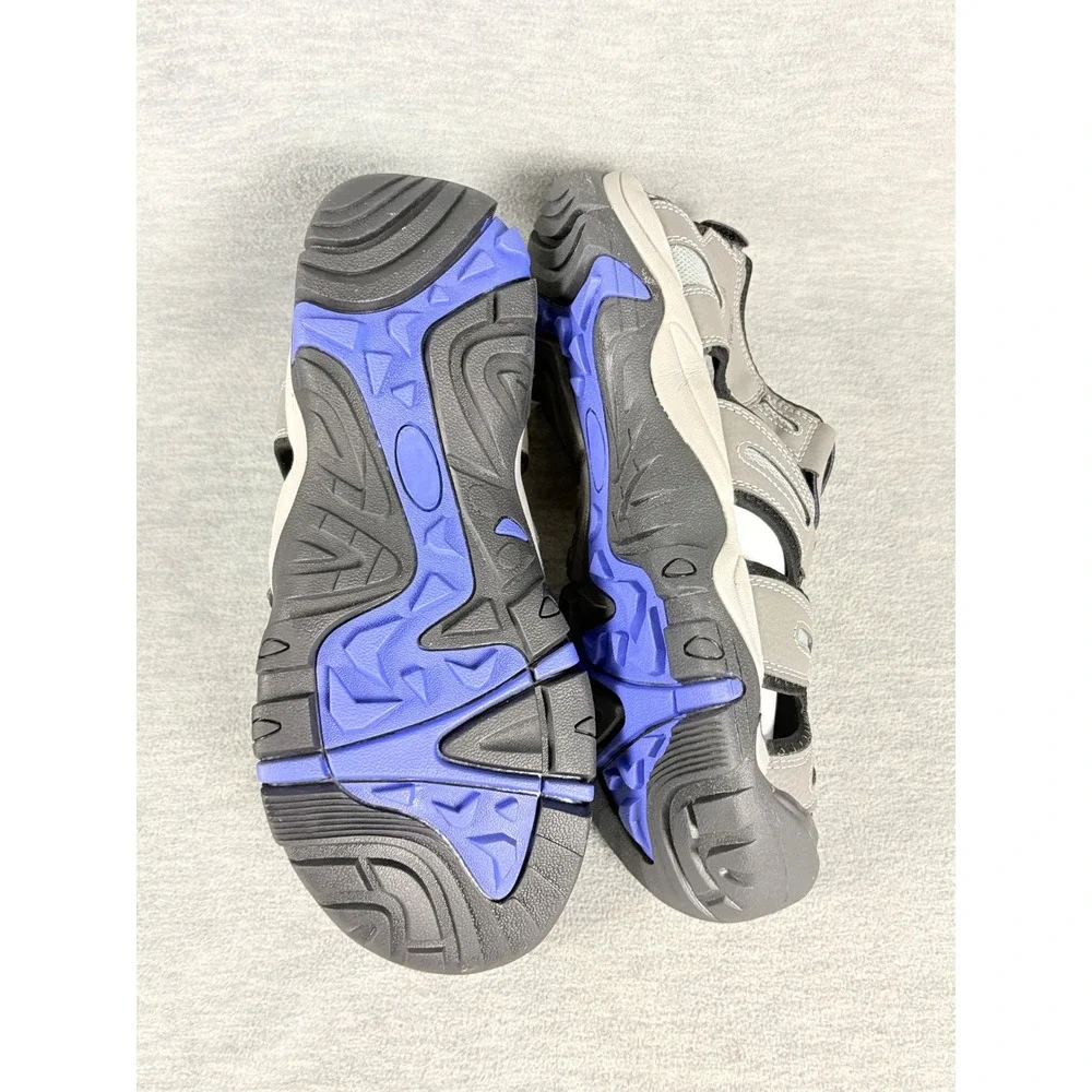 Brown Oak Sport Sandals Mens 12 Gray Blue Closed Toe Hiking Shoes